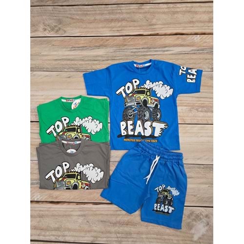 (3-10) Yaş TİNTİNİ TOP BEAST DESENLİ ŞORTLU TAKIM