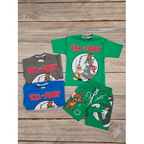 (3-10) Yaş TİNTİNİ TOM VE JERRY DESENLİ ŞORTLU TAKIM