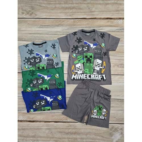 (3-10) Yaş WOLF MINECRAFT DESENLİ ŞORTLU TAKIM
