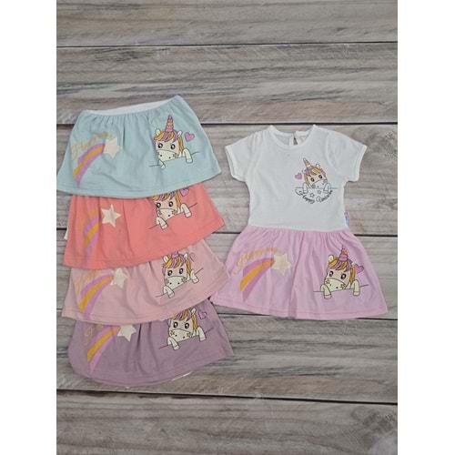 (1) Yaş BABY BUBE UNICORN DESENLİ ELBİSE