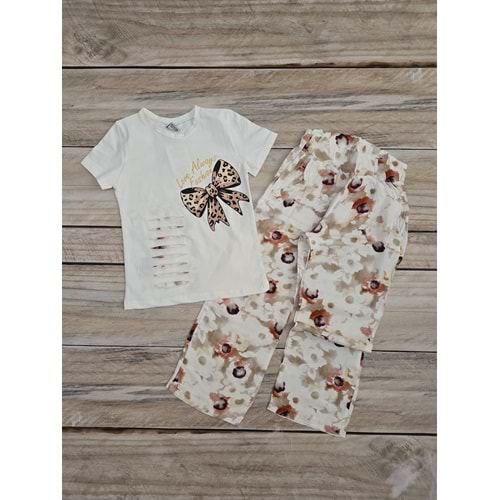 (6-13) Yaş BİŞIMARIK KIDS KURDELELİ DOKUMA KUMAŞ PANTOLONLU TAKIM