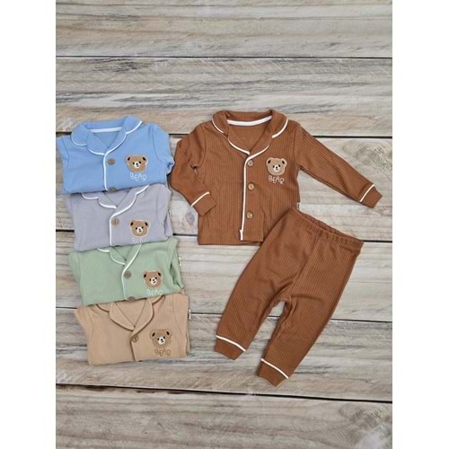 (2-6) Yaş DOLAŞKİDS BEAR DESENLİ DÜĞMELİ PİJAMA TAKIMI