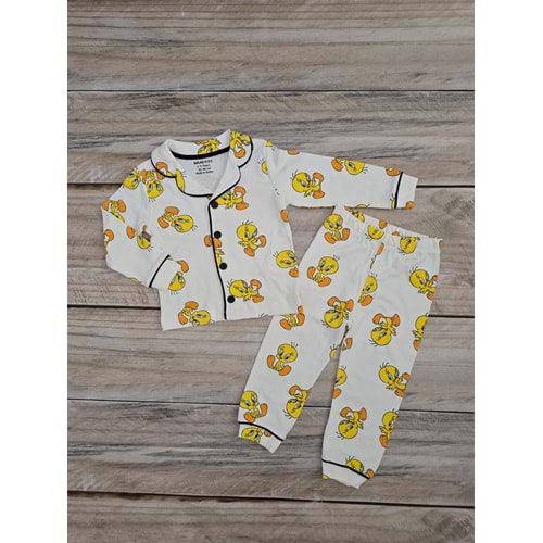(2-6) Yaş DOLAŞKİDS BEYAZ TWEETY DESENLİ MEVSİMLİK PİJAMA TAKIMI