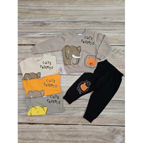 (1-4) Yaş NAZAR BEBE CUTE FRIENDS DESENLİ MEVSİMLİK TAKIM