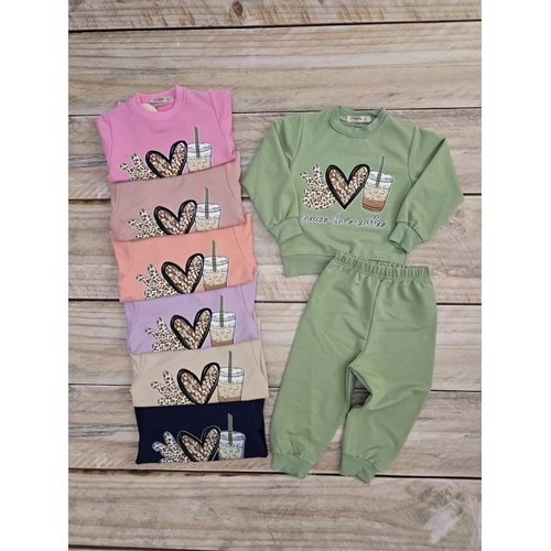 (3-7) Yaş DIGIDIK PEACE LOVE COFFE DESENLİ MEVSİMLİK TAKIM