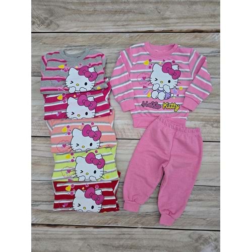 (1-7) Yaş HAMARAT KİDS HELLO KITTY DESENLİ ŞARDONLU TAKIM