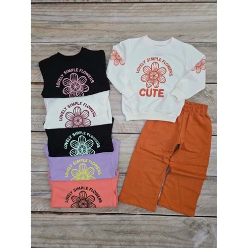 (2-10) Yaş TOMICO CUTE ÇİÇEK DESENLİ MEVSİMLİK TAKIM